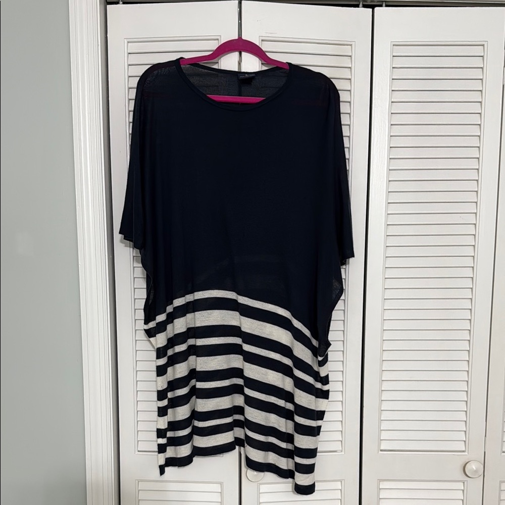 Brooks Brothers Navy and White Striped Poncho Top